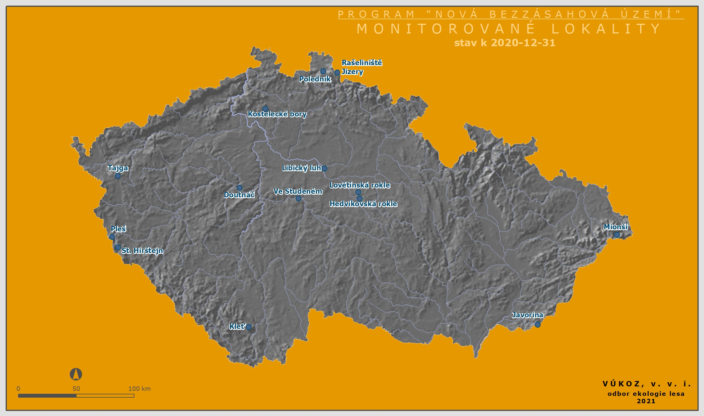 Mapa lokalit bezzásahových území